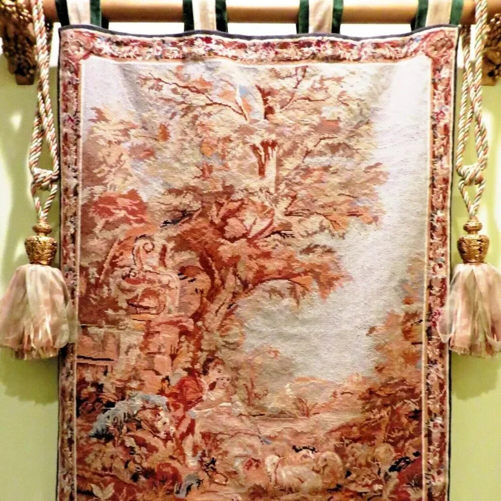 Vintage Aubusson French Tapestry Pastoral Romantic Louis XV Style 52 x 36